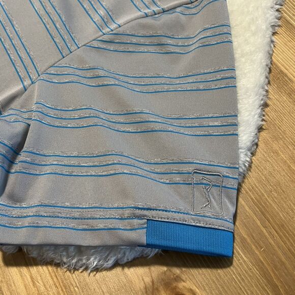 PGA Tour Mens Golf Athletic Fit Polo Shirt Size 2XL Gray Blue Striped Shirt - Picture 5 of 12